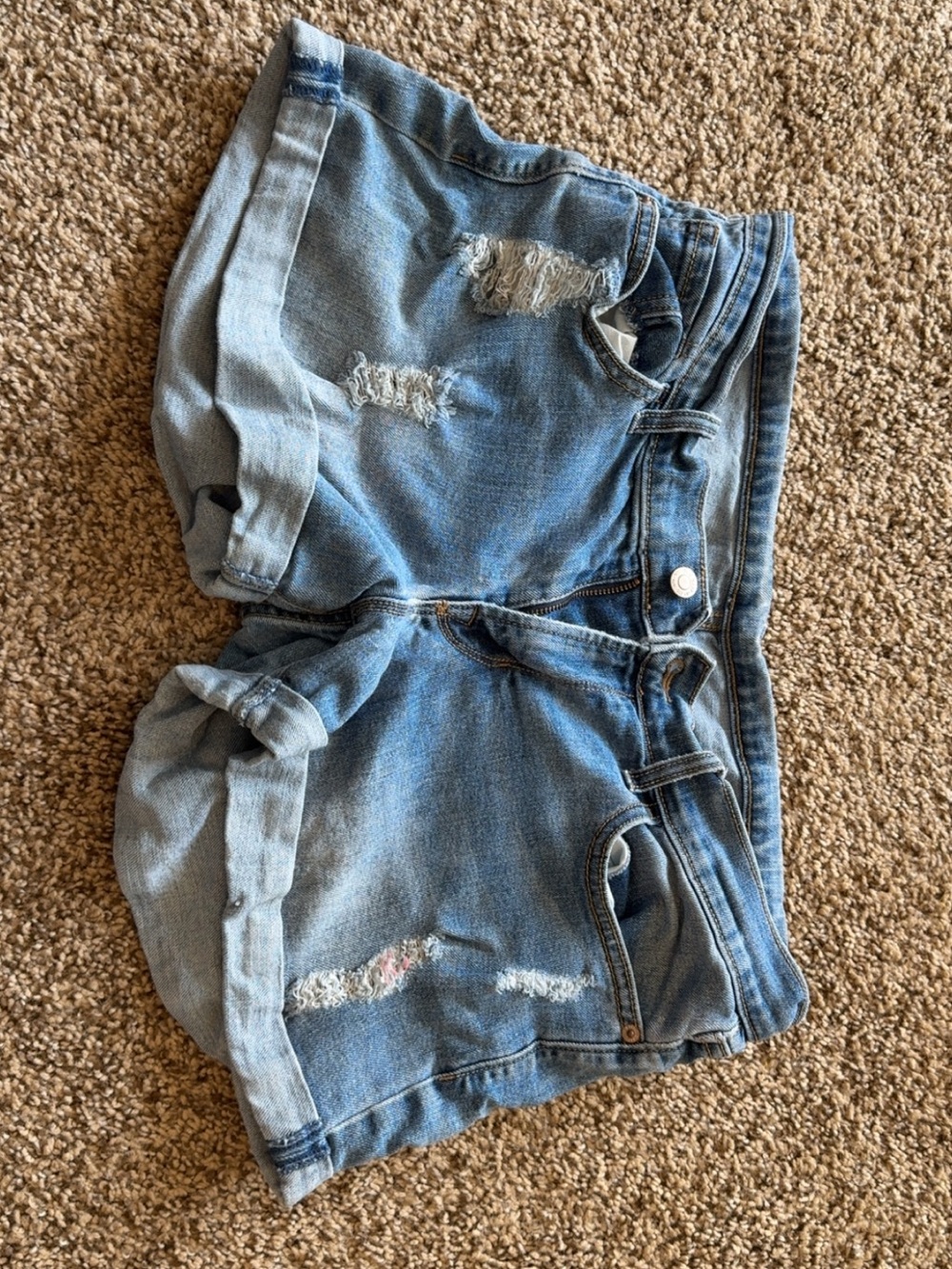 Light Blue Distressed Women's Denim Shorts